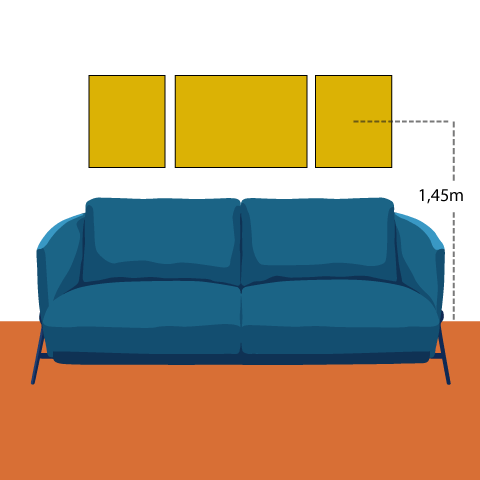 Decoración con cuadros perfecta para la pared del sofá