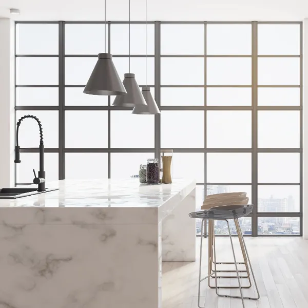 Casas minimalistas con cocina de marmol
